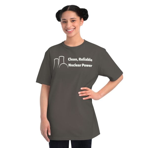 Clean Reliable Nuclear Power Organic shirt, charcoal woman